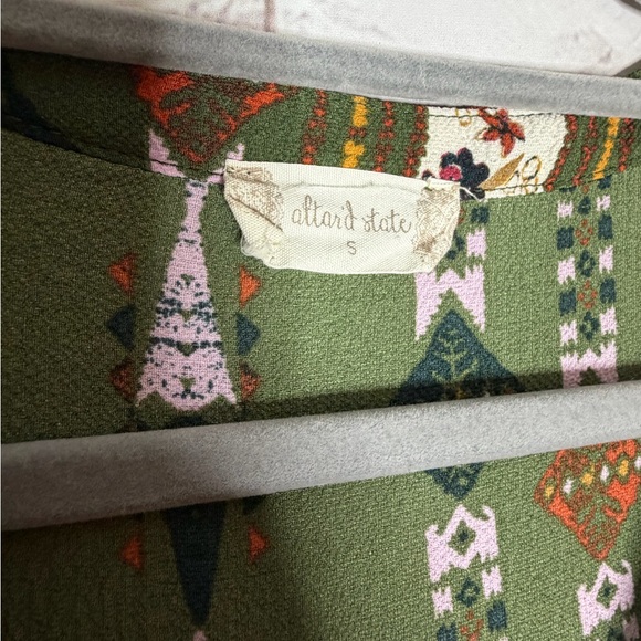 Altar’d State  Maxi Dress Olive‎ Floral Boho Long Sleeve - Picture 5 of 10